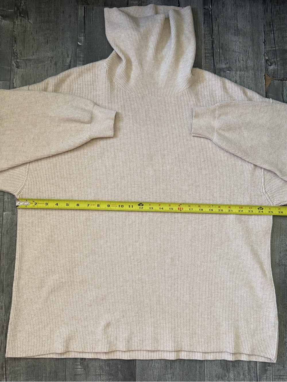 Free People Oversized Ribbed Turtleneck Sweater Oatmeal Beige Size L - Picture 2 of 12